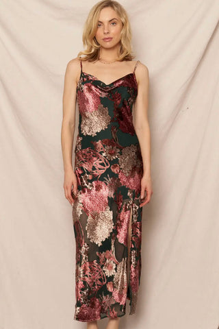 Talk to Angels Cowl Neck Floral Dress