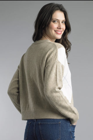 Tempo Paris Diamond Grid Colorblock Sweater