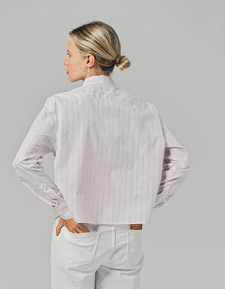 The Shirt Long Sleeve Striped Boxy Crop Shirt