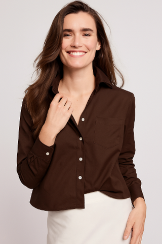 The Shirt Long Sleeve Boxy Cropped Shirt