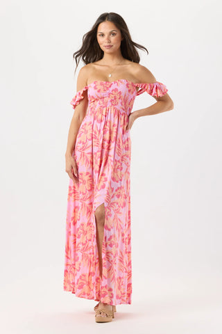 tiare hawaii hollie off shoulder maxi dress Tiare Hawaii Hollie Maxi Dress in Aloha Pink
