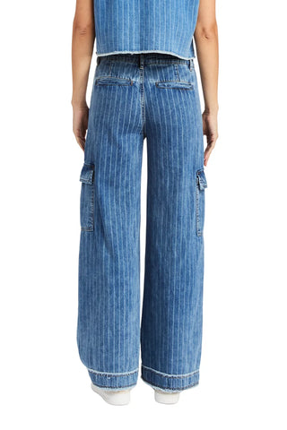 Tractr Striped Denim Cargo Pants