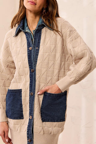Tribal Mix Media Sweater Coatigan