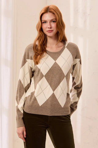 Tribal Studded Argyle Sweater