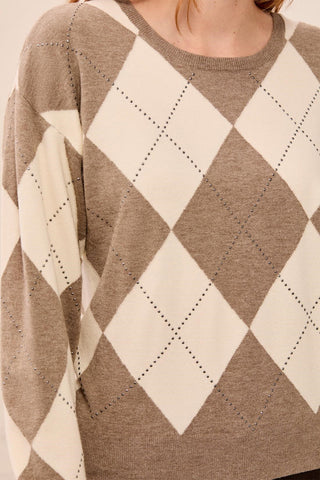 Tribal Studded Argyle Sweater