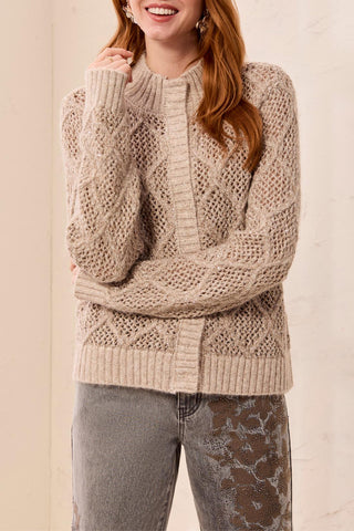 Tribal Mockneck Sweater Cardigan