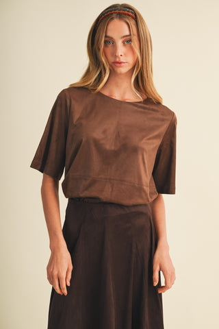 Twin Angels Faux Suede Top