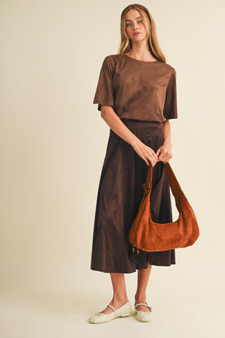 Twin Angels Faux Suede Top