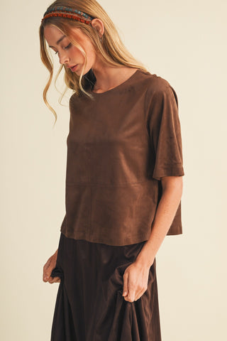 Twin Angels Faux Suede Top