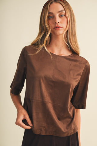 Twin Angels Faux Suede Top
