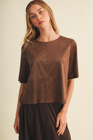 Twin Angels Faux Suede Top