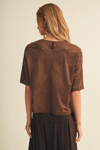 Twin Angels Faux Suede Top