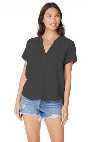 Bobi Split Neck Top - Premium Shirts & Tops at Lonnys NY - Just $65! Shop Womens clothing now 