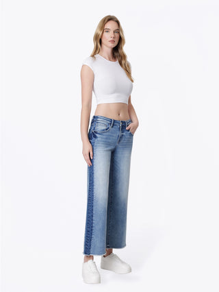 Vervet Olivia Side Panel Mid Rise Cropped Jeans
