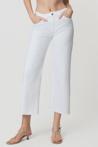 Vervet Olivia High Rise Cropped Wide Leg White Jeans