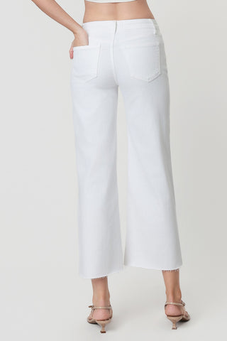 Vervet Olivia High Rise Cropped Wide Leg White Jeans