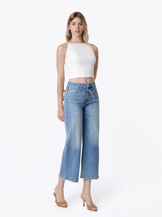 Vervet Olivia High Rise Cropped Wide Leg Double Seam Jeans