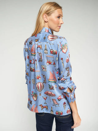 Vilagallo Vintage Print Button Down Shirt