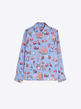 Vilagallo Vintage Print Button Down Shirt