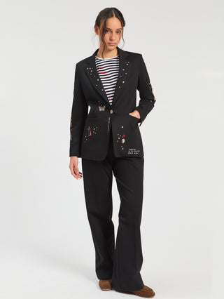 Vilagallo Black Embroidered Cupid Jacket