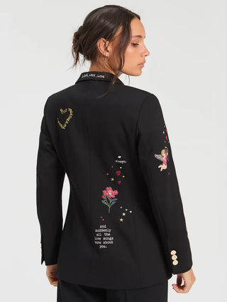 Vilagallo Black Embroidered Cupid Jacket