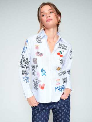 Vilagallo Isa Graffiti Button Down Blouse