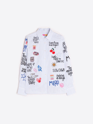 Vilagallo Isa Graffiti Button Down Blouse
