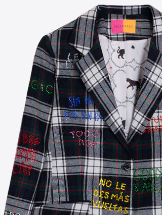 Vilagallo Plaid Embroidered Blazer