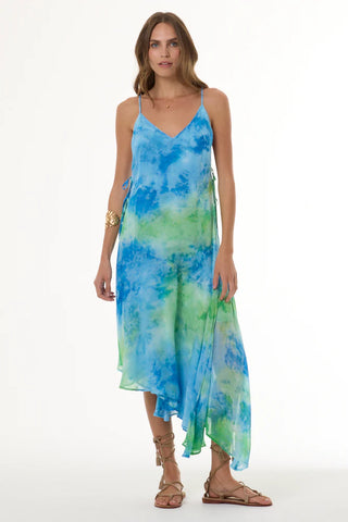 Women's Irma Chiffon Dress in Tranquil Blue Splash Wash by YFB