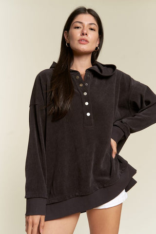 Ribbed Hooded Sweatshirt *Online Only* - Premium clothing at Lonnys NY - Just $78! Shop Womens clothing now 