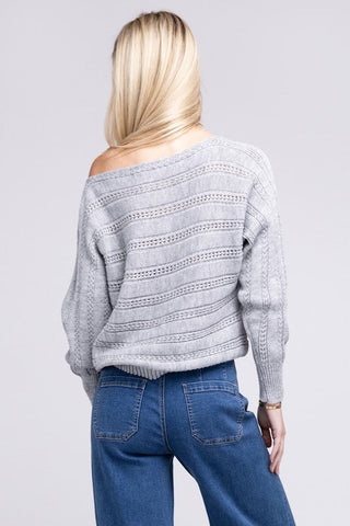 Boat Neck Cable Knit Sweater *Online Only* - Premium  at Lonnys NY - Just $32! Shop Womens clothing now 