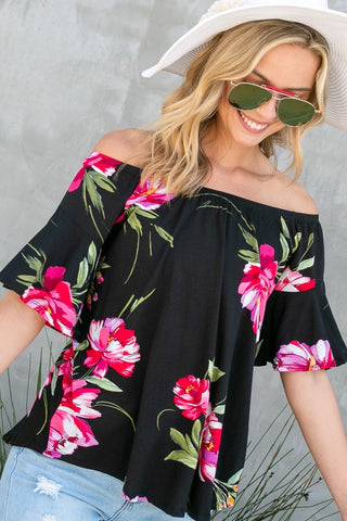 Floral Off Shoulder Top - Premium Shirts & Tops at Lonnys NY - Just $47.99! Shop Womens clothing now 