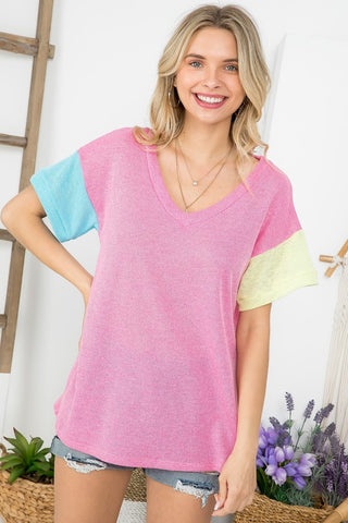 Colorblock Short Sleeve Shirt *Online Only* - Premium clothing at Lonnys NY - Just $45! Shop Womens clothing now 