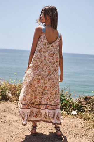 Floral Border Printed V-Neck Sleeveless Maxi Dress *Online Only* - Premium  at Lonnys NY - Just $90! Shop Womens clothing now 