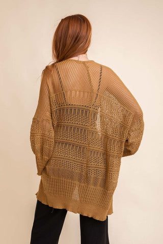 Knit Netted Cardigan - Premium  at Lonnys NY - Just $45! Shop Womens clothing now 