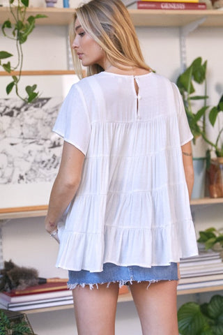 Solid Flared Short Sleeve Top *Online Only* - Premium  from Davi & Dani - Just $65! Shop now 
