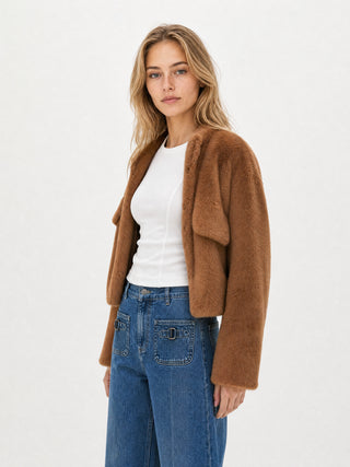 Berenice Camel Faux Fur Jacket
