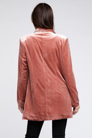 Shiny Velvet Peak Lapel Single Blazer *Online Only* - Premium blazer at Lonnys NY - Just $95! Shop Womens clothing now 