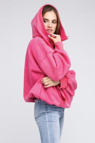 Stitch Detailed Elastic Hem Hoodie *Online Only* - Premium  at Lonnys NY - Just $60.68! Shop Womens clothing now 