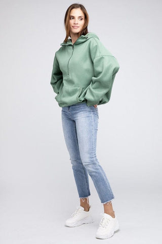 Stitch Detailed Elastic Hem Hoodie *Online Only* - Premium  at Lonnys NY - Just $60.68! Shop Womens clothing now 