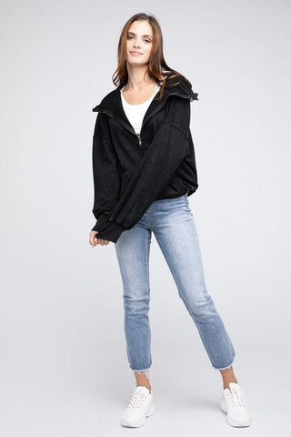 Stitch Detailed Elastic Hem Hoodie *Online Only* - Premium  at Lonnys NY - Just $60.68! Shop Womens clothing now 