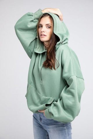 Stitch Detailed Elastic Hem Hoodie *Online Only* - Premium  at Lonnys NY - Just $60.68! Shop Womens clothing now 