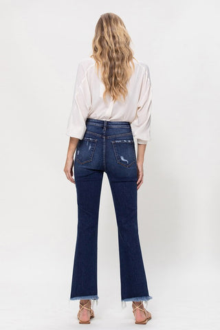 High Rise Distressed Hem Kick Flare Jeans *Online Only* - Premium clothing at Lonnys NY - Just $81! Shop Womens clothing now 