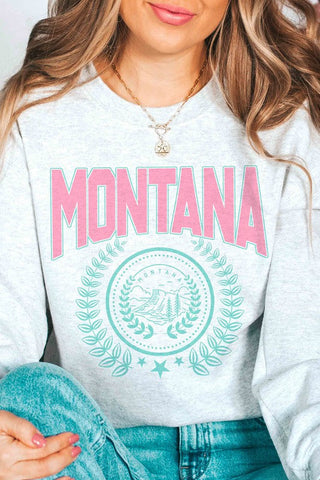 Montana State Wreath Graphic Sweatshirt  *Online Only* - Premium  at Lonnys NY - Just $66.63! Shop Womens clothing now 