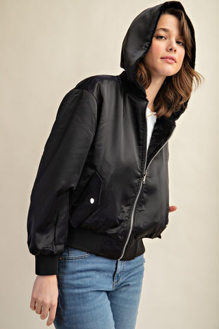 Reversible Fur Lined Bomber Jacket *Online Only* - Premium clothing at Lonnys NY - Just $85! Shop Womens clothing now 