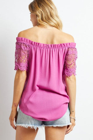Crochet Lace Sleeveless Accent Off Shoulder Top *Online Only* - Premium  from Davi & Dani - Just $36! Shop now 
