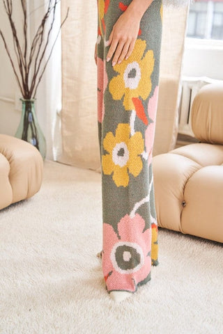 Flower Printed Casual Cozy Full Long Wide Pants *Online Only* - Premium  at Lonnys NY - Just $75! Shop Womens clothing now 