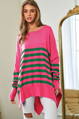 Multi Striped Elbow Patch Loose Fit Sweater Top *Online Only* - Premium  at Lonnys NY - Just $75! Shop Womens clothing now 