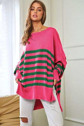 Multi Striped Elbow Patch Loose Fit Sweater Top *Online Only* - Premium  from Davi & Dani - Just $75! Shop now 