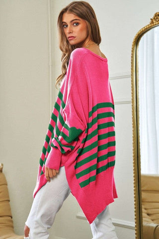 Multi Striped Elbow Patch Loose Fit Sweater Top *Online Only* - Premium  at Lonnys NY - Just $75! Shop Womens clothing now 
